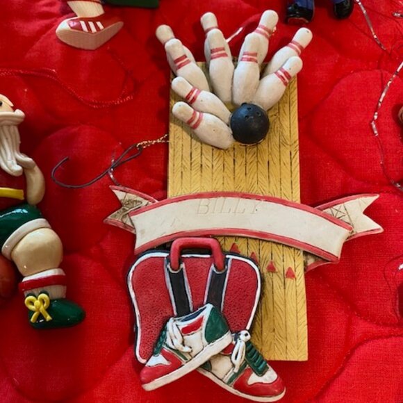 Lot of 9 * SPORTS Christmas Ornaments * FOOTBALL Basketball GOLF Bowling * SANTA - Picture 10 of 11